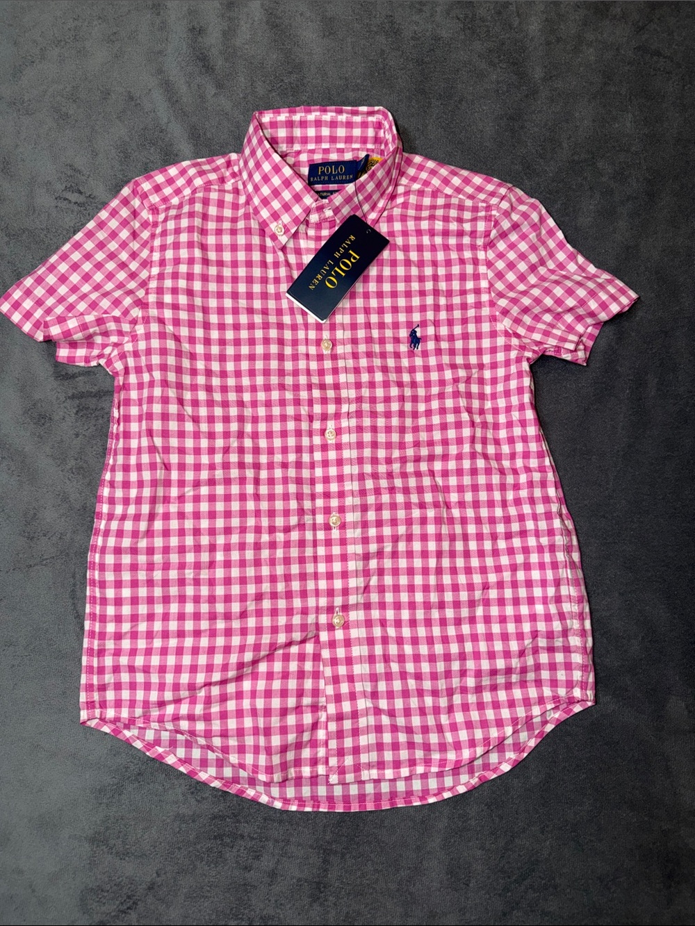 Polo by Ralph Lauren Boys Pink Gingham Short-Sleeve Button-Down Shirt